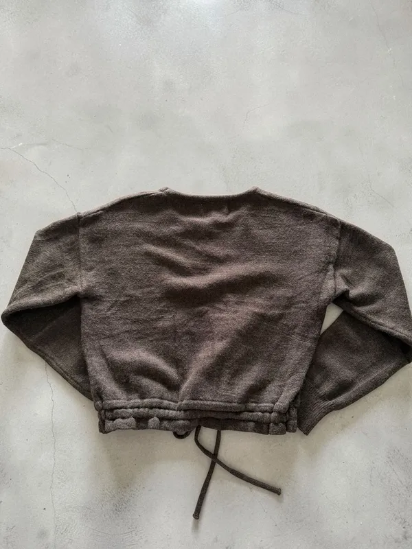 Heartloom Marisa Tie-Front Cropped Knit Sweater in‎ Cocoa - XS - Image 2