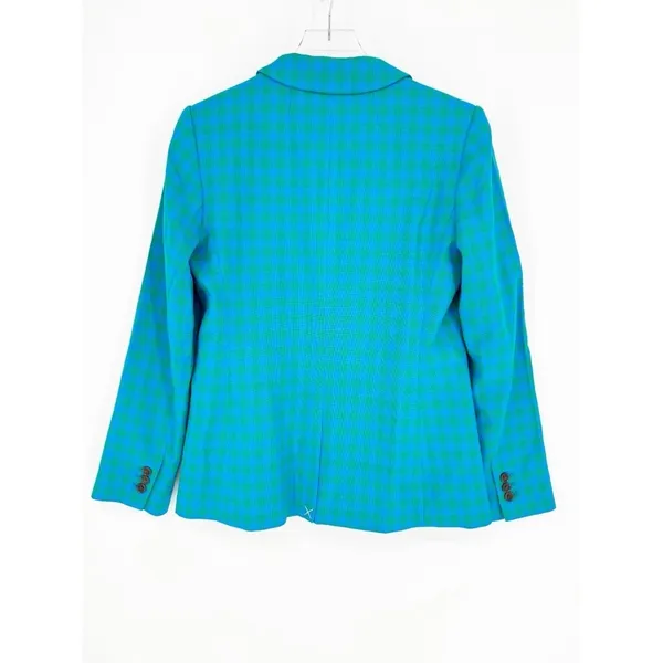 J.Crew Printed Matter Check Blazer‎ Women's 6 Blue Green Preppy - Image 3