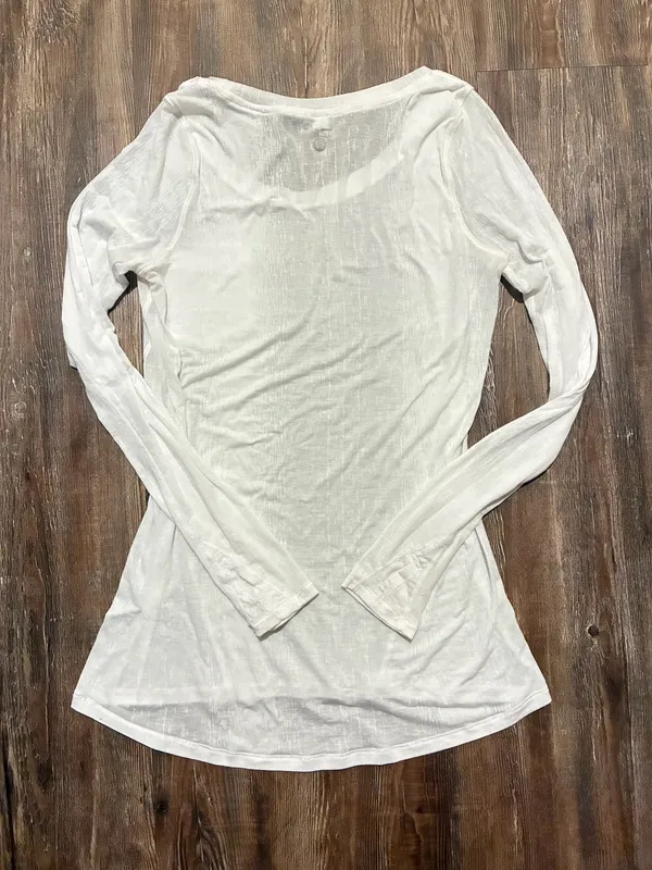 Lululemon White Sheer Burnout Long Sleeve Top Size 4 - Image 2