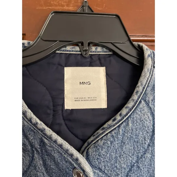 MNG QUILTED DENIM JACKET XS Blue - Image 3