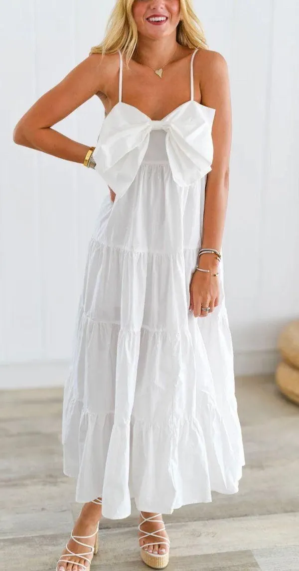 Mabel White Bow Midi - Image 2