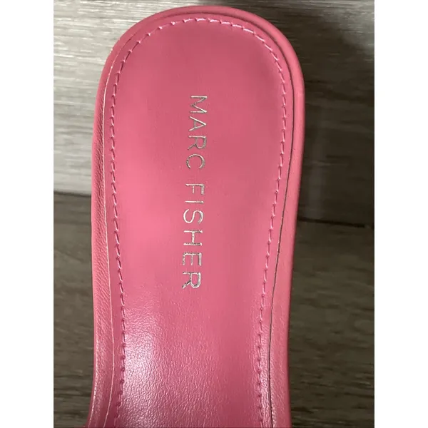 Marc Fisher Size 8M Salmon Pink Studded Slide Heels‎ Square Toe Mule Sandals - Image 9