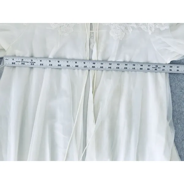 Vintage Gotham Gold Stripes‎ Ivory Lace Lingerie Robe Chiffon Puffy Sleeves - Image 12