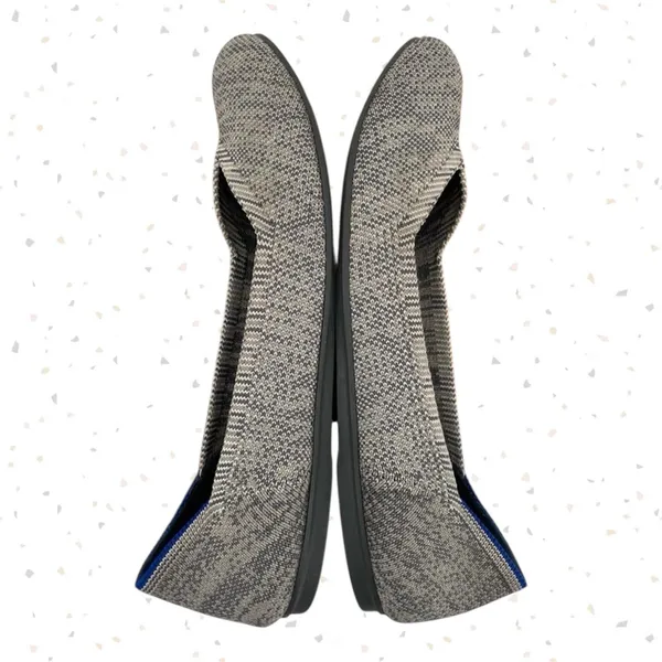 Rothys Grey Shoes Comfortable Round Toe Office Neutral The Flat Taupe Heather 7 - Image 3