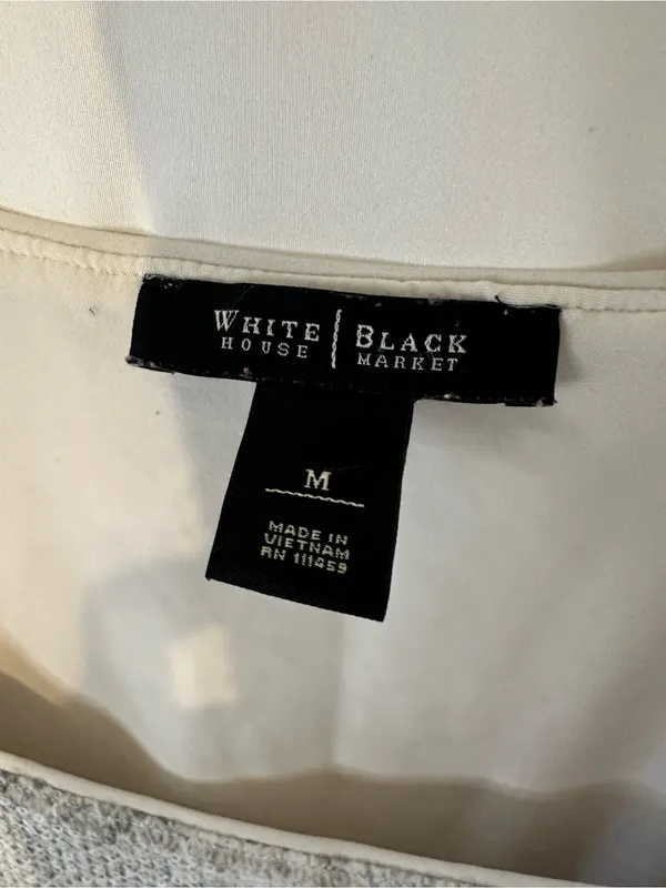 White House Black Market Silver Sequin Scoop Neck Short Sleeve Top - Image 2