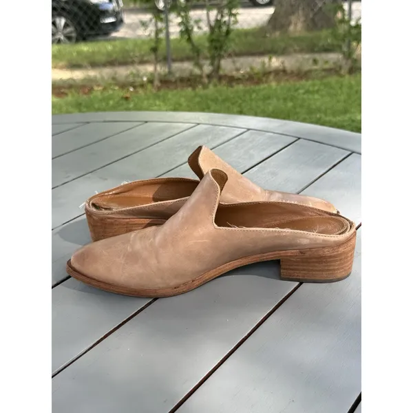 Frye Ray Leather Mules Womens Size 9.5 M Tan Natural Slip On Clogs Flat Shoes - Image 7