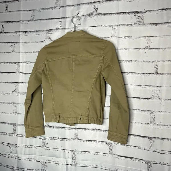 Zara BASIC Tan Cargo Utility Jacket XS Full Zip Asymmetrical Y2K Streetwear - Image 9
