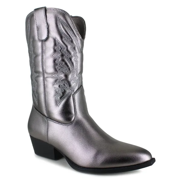 Portland Boot Company Womens Boots Size 8WC Gunmetal Metallic Olympia Western - Image 2
