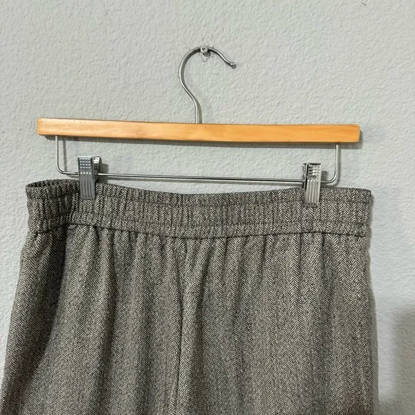 Zara Women‎ Bloggers Favorite Gray Wide Leg Herringbone Elastic Waist Pants Sz L - Image 11