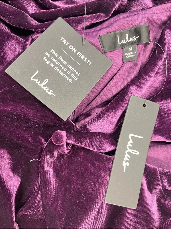 Lulu's Feeling Cheery Purple Velvet Long Sleeve Tie-Back Romper - Image 12
