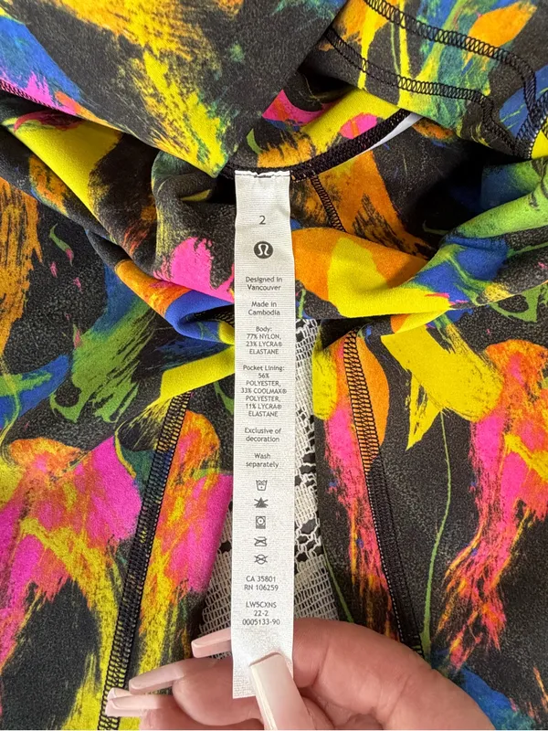 Bright Paint-Brush Print Leggings - Black Multicolor - Image 3