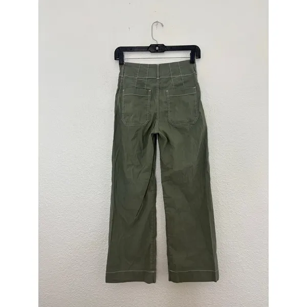 Anthropologie Maeve Colette Crop Pants Maeve Contrast Stitch Moss Olive Green 24 - Image 14