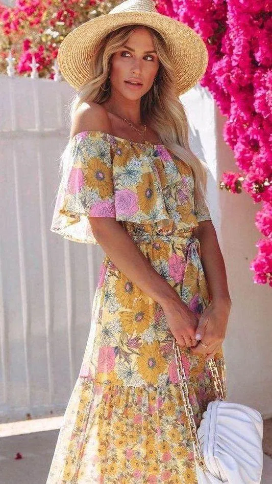 Vici You Glow Girl Floral Off The Shoulder Maxi Dress - Image 3