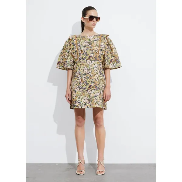 NWT‎ & Other Stories Scalloped Mini Dress Sz XS Floral Cottage Romantic Feminine - Image 3