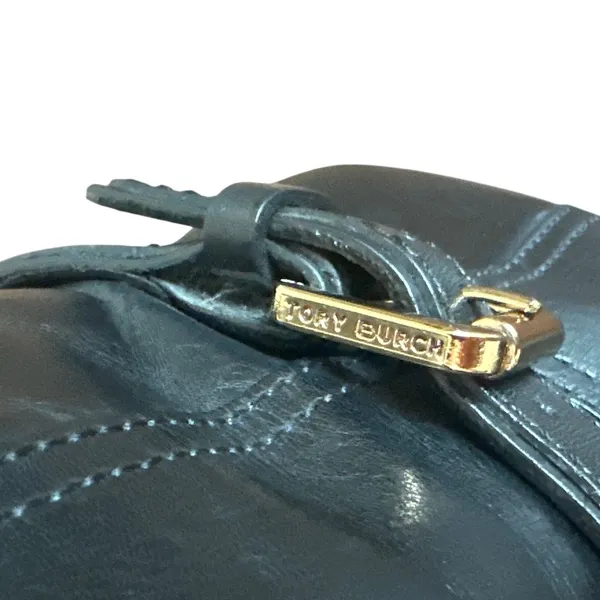 Tory Burch Black Leather Riding Boots Embossed Double T Logo Size 8 - Image 11