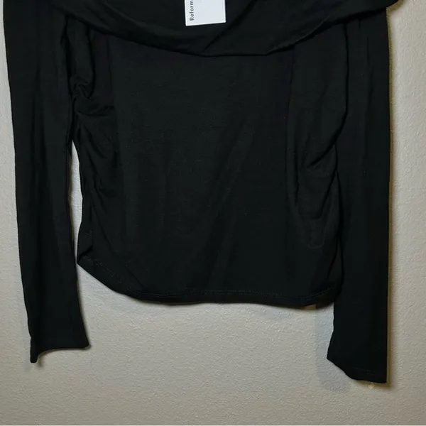 NEW Reformation Florentina Black Draped Off Shoulder Knit Top Women’s Size Large - Image 5