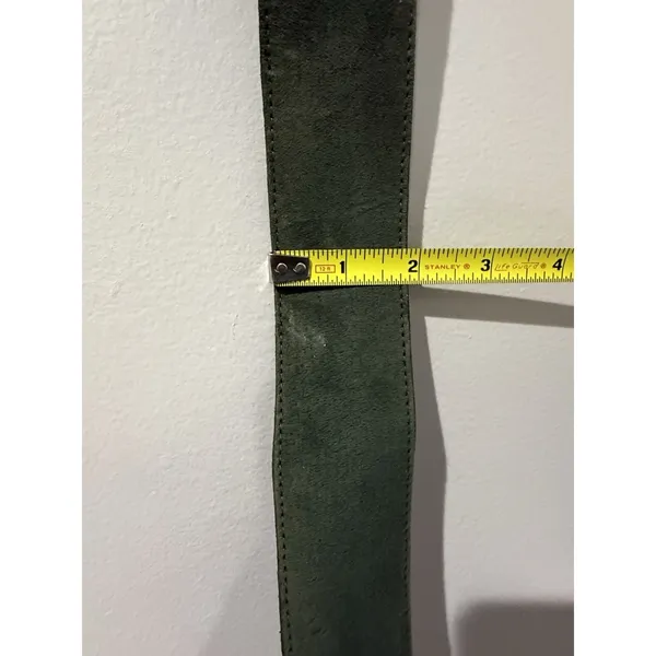 Vintage Dame Belt and Bag Green Suede Leather Belt Size‎ L Womens Genuine 36.5" - Image 12