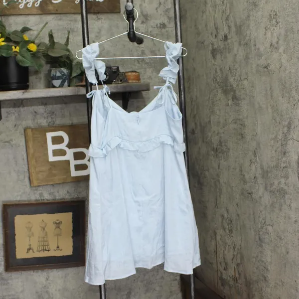 NWT Wild Fable Womens Rosette Mini Babydoll Holiday Dress 91907817 Blue L - Image 5