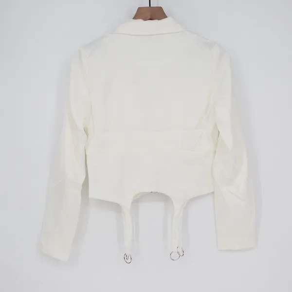 Naked Wardrobe The Statement White Cropped Garter Blazer Womens Small - Image 6