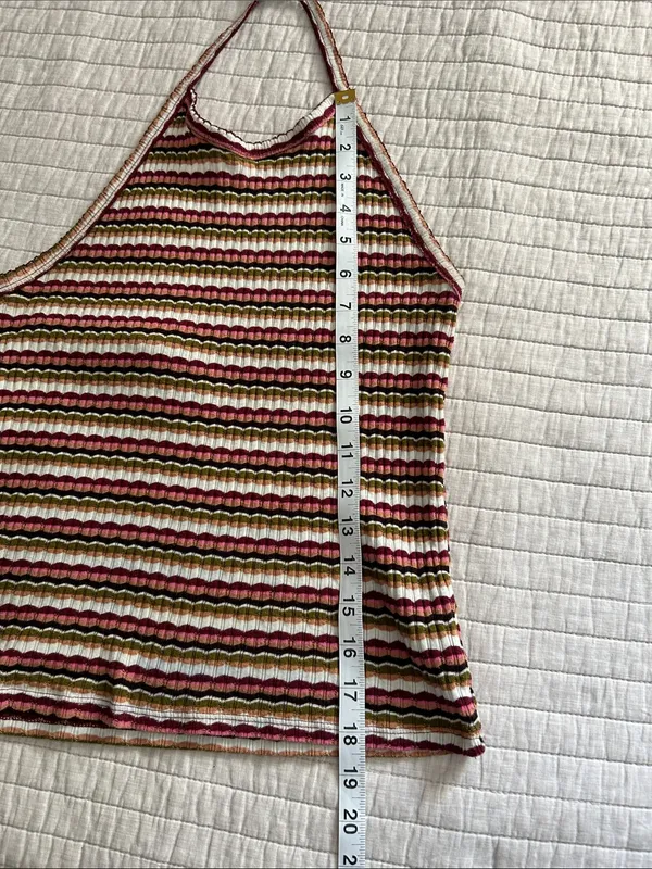 American Eagle retro multi color striped cotton halter top L - Image 7