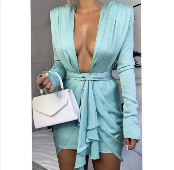 House Of CB PASCALE aqua drape mini dress. - Image 3