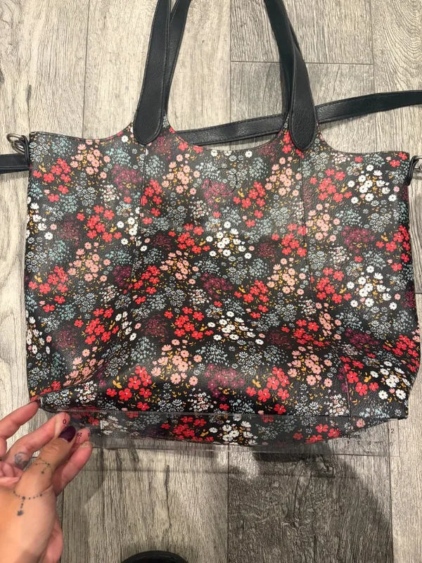 Floral Purse Pocketbook Handbag Tote Bag w/ Straps - Image 2