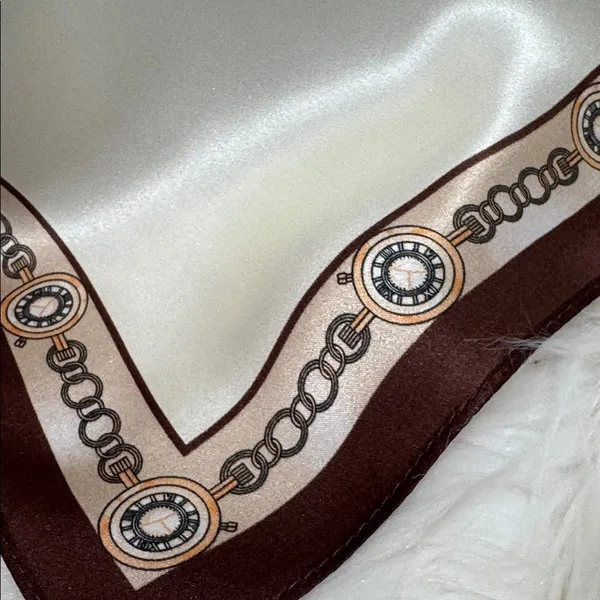 Elegant Cream and Brown Scarf - Image 2