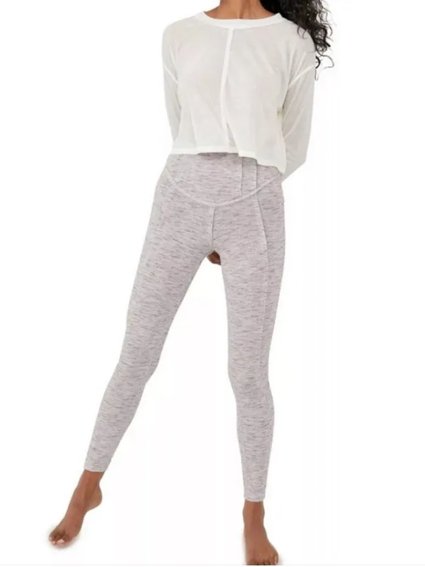 FREE PEOPLE FP MOVEMENT Hybrid Exposed Seam High‎ Rise Leggings Gray Size Small - Image 9