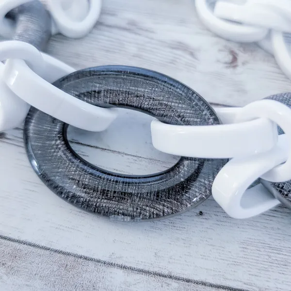 Vintage Statement Necklace Stunning Chunky White & Grey - Image 4