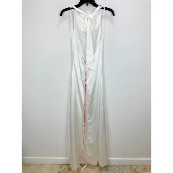 Lulus Concetta Ivory Satin Lace Halter Maxi Dress Wedding Bridal Small NWT - Image 14