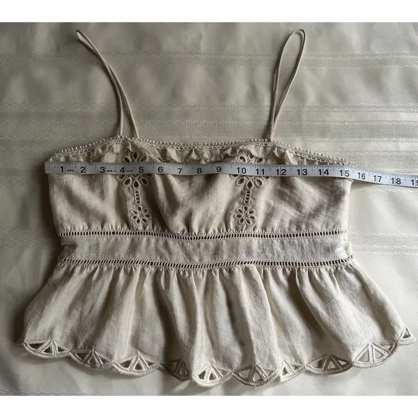 Zara Embroidered Peplum Top Beige/ Cream Size S New with Tags Women’s - Image 7