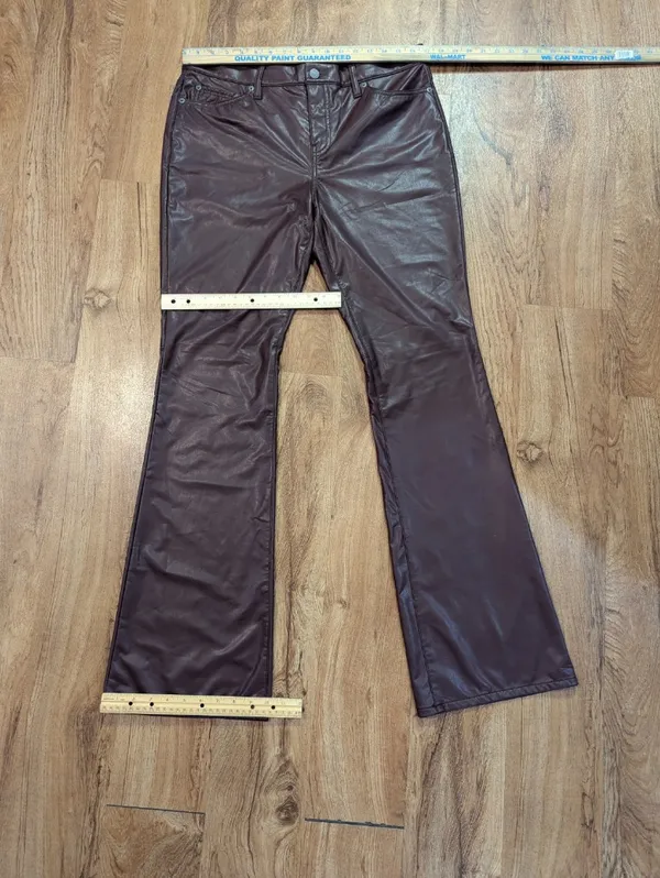 Banana Republic Faux Leather Bootcut Pants 31/12 – Deep Burgundy Wine, Chic Fit - Image 9