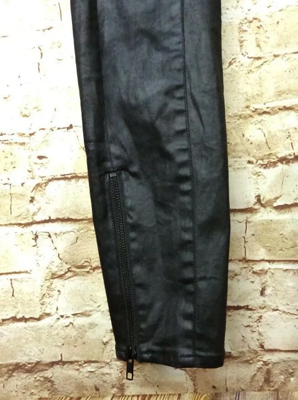 Madewell Jeans Womens 26 Black Skinny Ankle Leather Coated Biker Moto Zip Pocket - Image 6