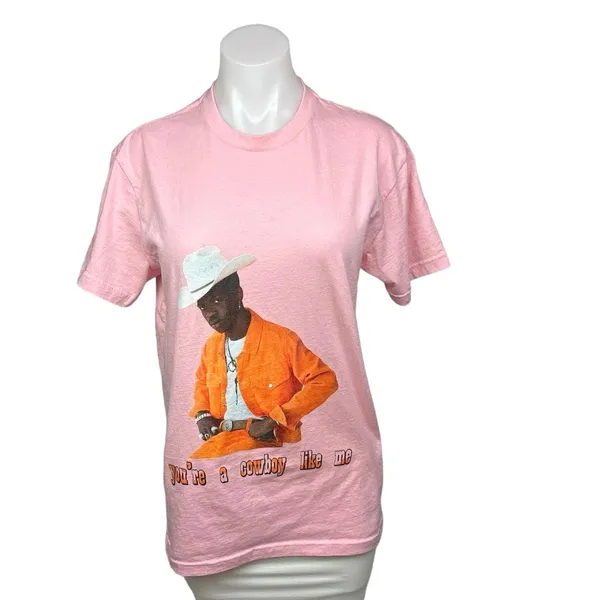 Next Level Apparel Lil Nas Womens Pink Unlikely Cowboy Artist Fan Short Sleeve Tee T-Shirt Top Sz S - Image 2