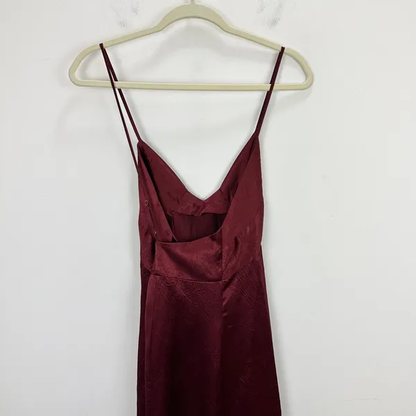 J.Crew Cross Back Dress Textured Satin Slip Burgundy Evening Formal US 14 NWT - Image 13
