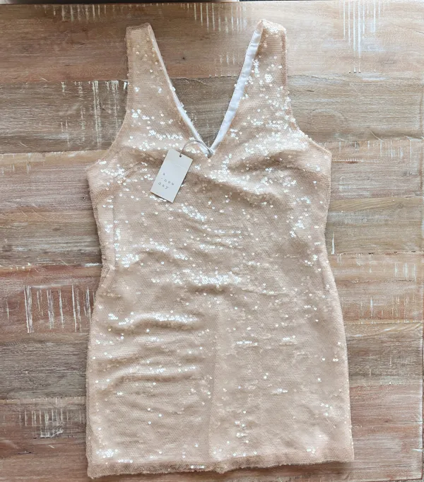 sequin mini dress Tan - Image 2