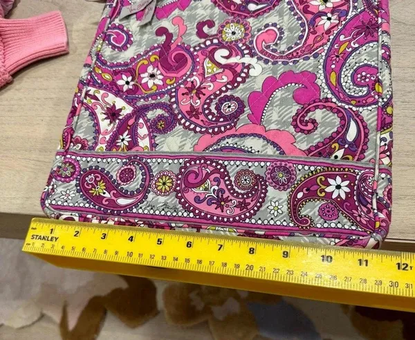 Vintage Vera Bradley Laptop Tote Bag Paisley Plaid case travel quilted pockets - Image 13