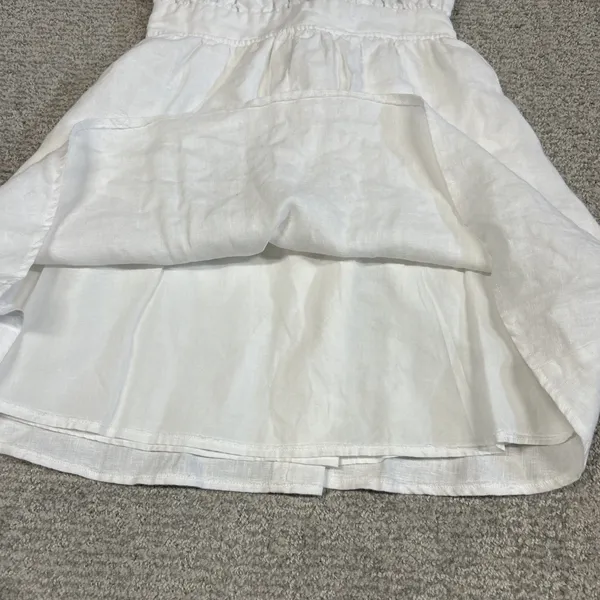 Reformation Irwin Dress Womens 2 White Linen Lined Open Back Mini Party - Image 6