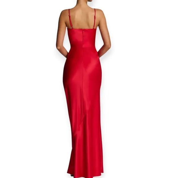 NWT BabyBoo Athena Maxi Dress Red Satin Slip Size XS - Image 2
