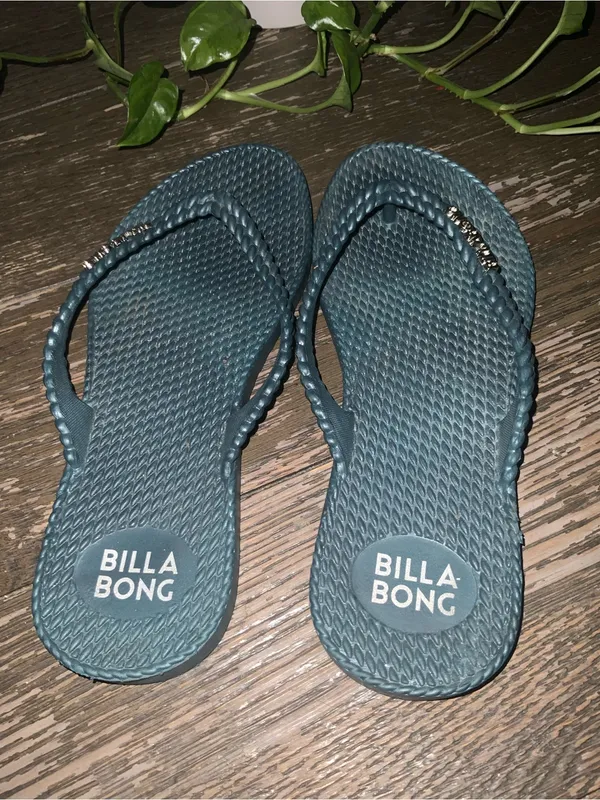 Billabong Women's Teal Braided Strap Thong Sandals Flip Flops 7 - Image 4