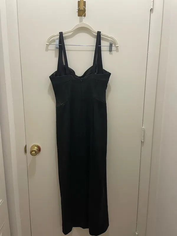 Black Satin ZARA Dress Midi Slip - Image 2