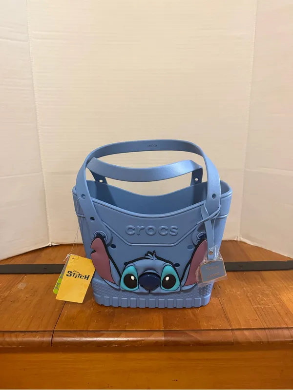 NWT CROCS Light Blue Stitch Small Tote Bag with Pink Ear Accents - Image 2