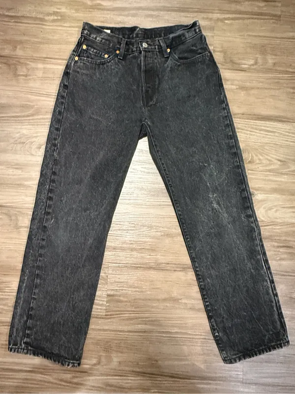 Levi's Premium 501 90s Jeans 28 Fits 29x28 Static Black Noise Grunge $98 - Image 2
