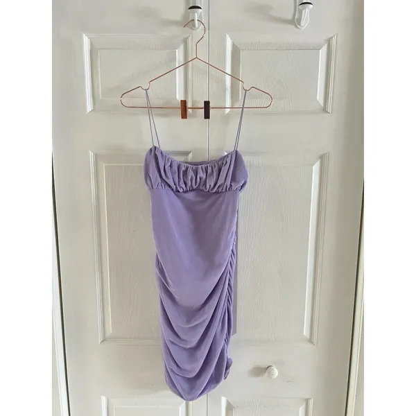 Princess Polly Penney Mini Dress Purple‎ Size 8 Spaghetti Strap Ruched - Image 10