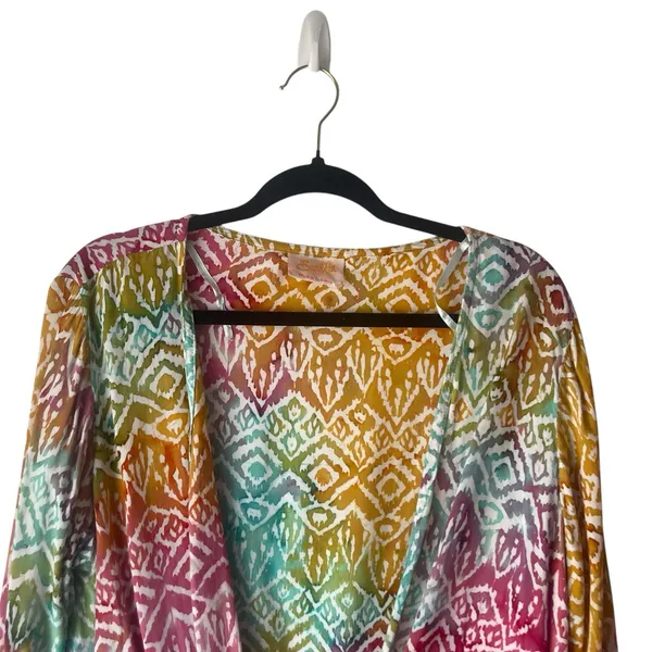 Santiki‎ Women's One Size Rainbow Tropical Vacation Cover Up Beach Front Tie Top - Image 2