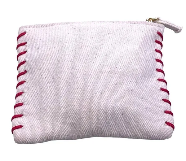 Chloé Parfum Canvas Coin Purse Makeup Case Gold Charm Red Stitching Chic Travel - Image 3
