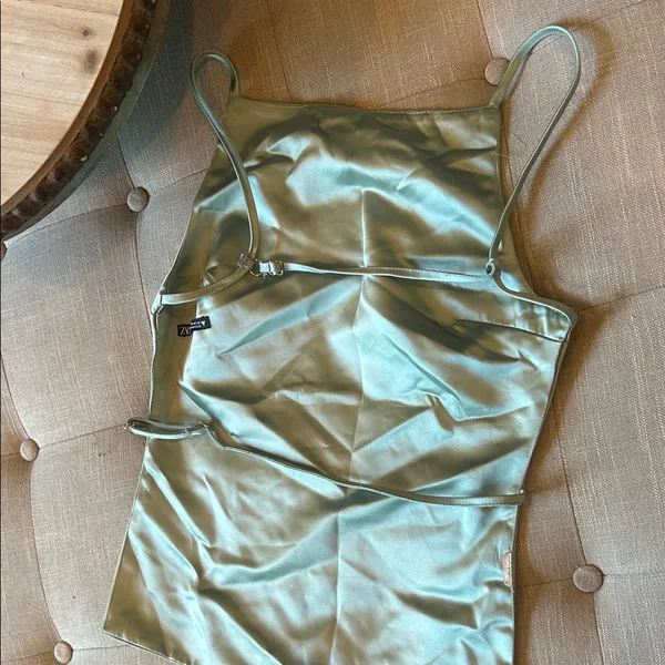 Zara Satin Mint Green Backless Top Size XS - Image 6