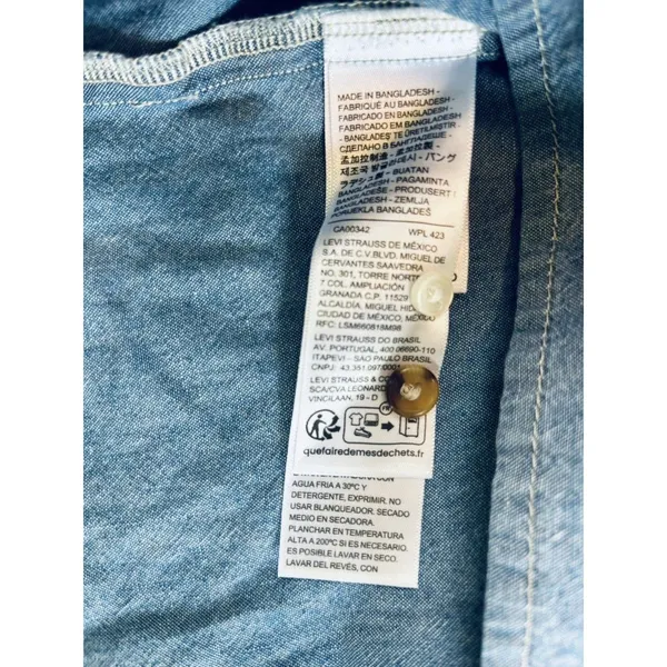 Levi's Amber Long Sleeve Blouse Square Neck‎ Shirt 100% Cotton Flowy Medium - Image 8