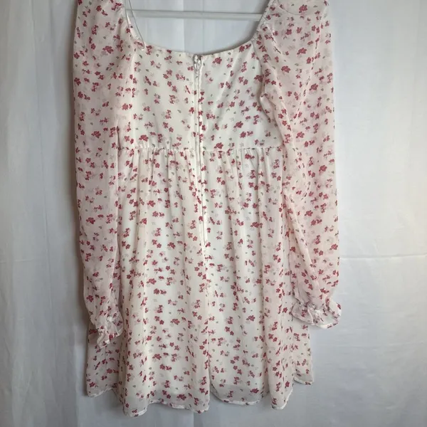 FRANCESCA'S MI AMI WHITE RED FLORAL LONG SLEEVE BABYDOLL DRESS Size XS Preowned - Image 15