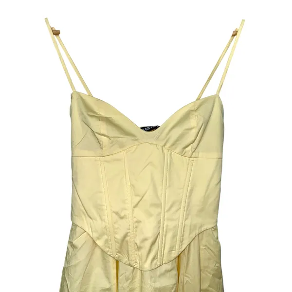 NWT Babyboo Mariella Lemon Yellow Lace Up Corset Fit & Flare Midi Dress Size XS - Image 9